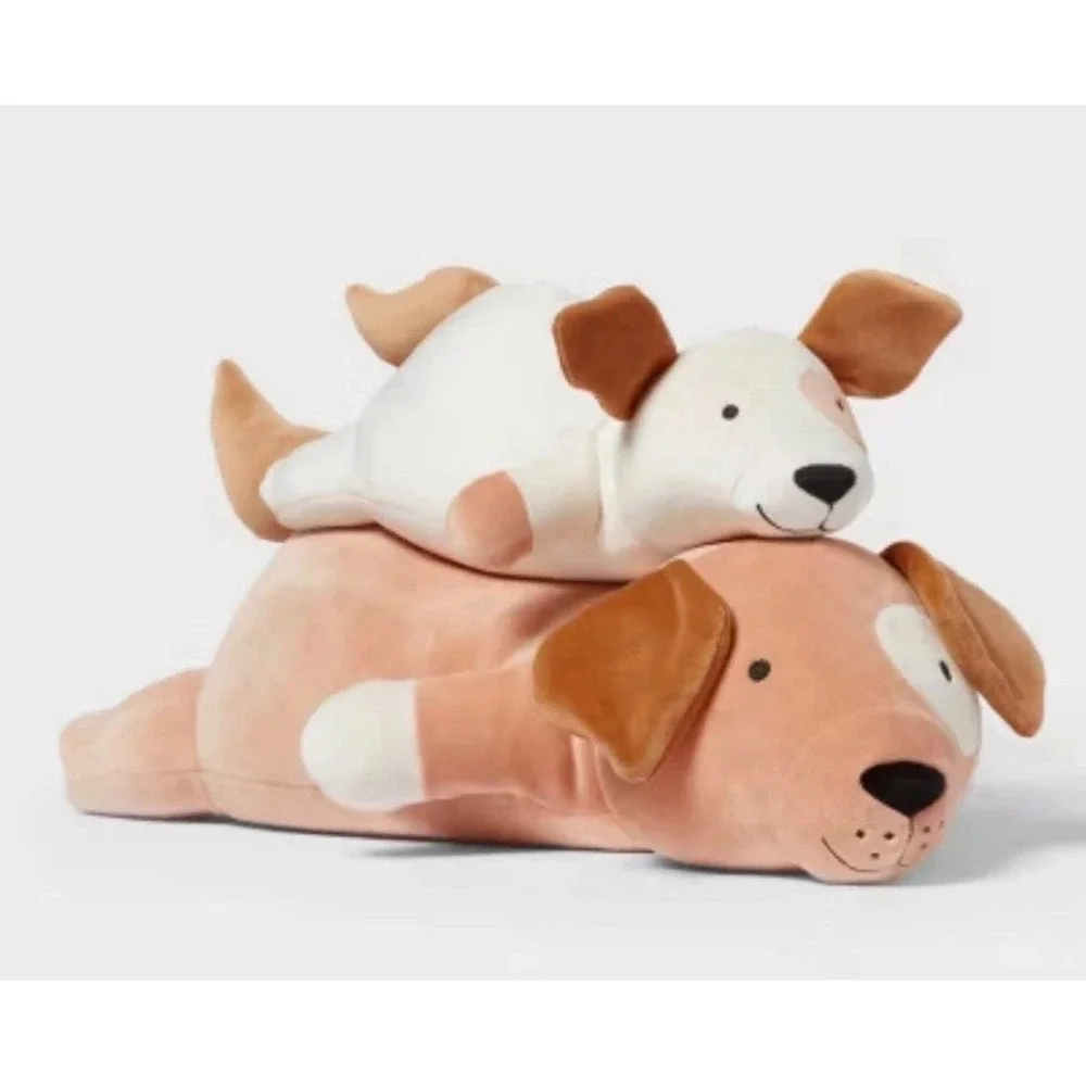 Pillowfort Dog and Baby Weighted Plush Kids' Throw Pillow Brown - Picture 1 of 3